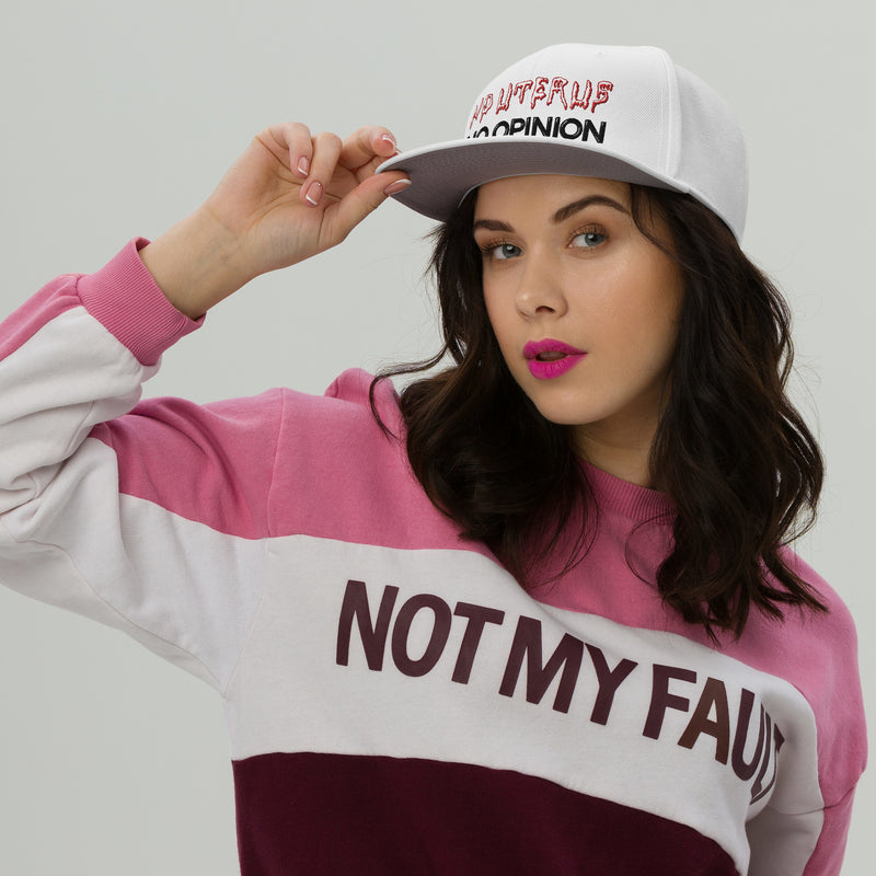 Snapback Hat Embroidered - No Uterus No Opinion